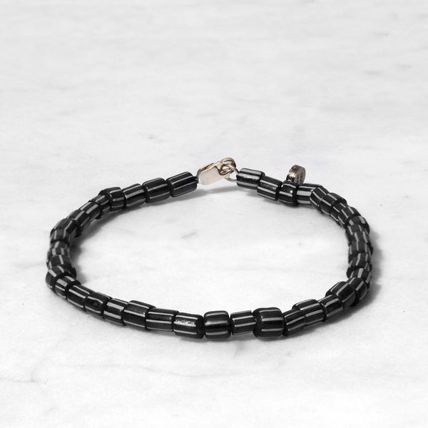 Sterling Silver Black/White Stripe Bracelet