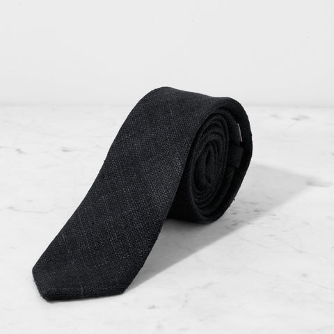 Raw Silk Black Slim Tie