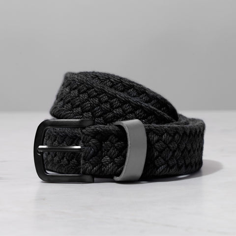 Black Two Tone Woven Cotton Belt