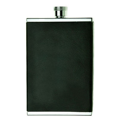 Stainless Steel Leather Wrapped Travel Flask