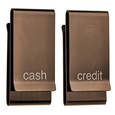 Brass Double Sided Cash and Credit Money Clip in English