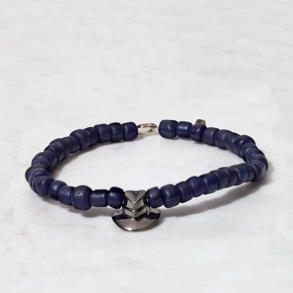 Navy Bead Fedora Bracelet