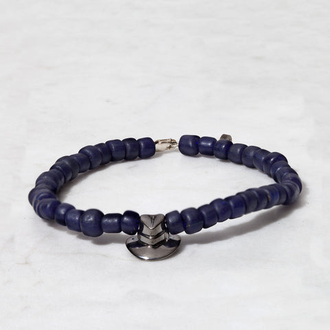 Navy Bead Fedora Bracelet