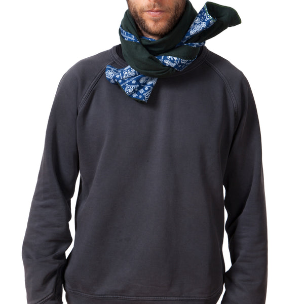 Japanese Bandana and Green Flannel Reversible Scarf