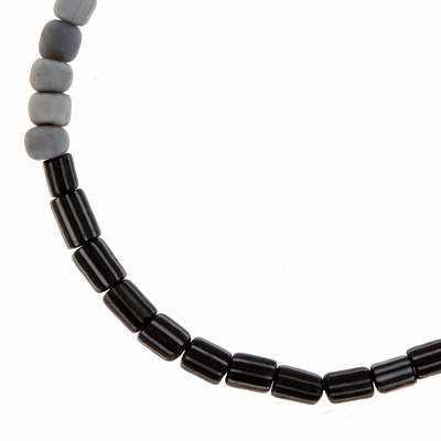 Sterling Silver Two Tone Grey & Black/White Stripe Bead Bracelet