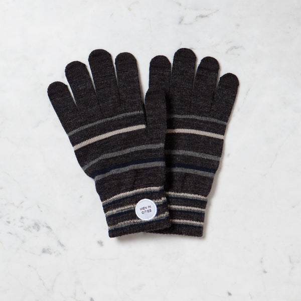 Wool Blend Touch Screen Gloves with Green Stripes | Men In