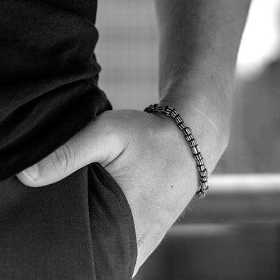 Sterling Silver Black/White Stripe Bracelet