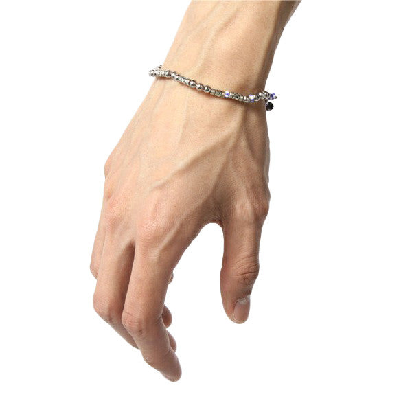 Blue/White Striped Bead Bracelet