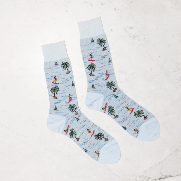 Japanese Crafted Light Blue Surfer Socks