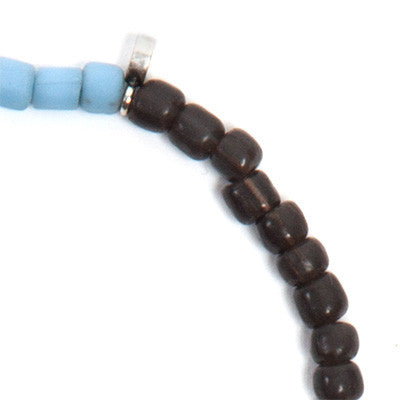 Brown and Aquamarine Bead Bracelet