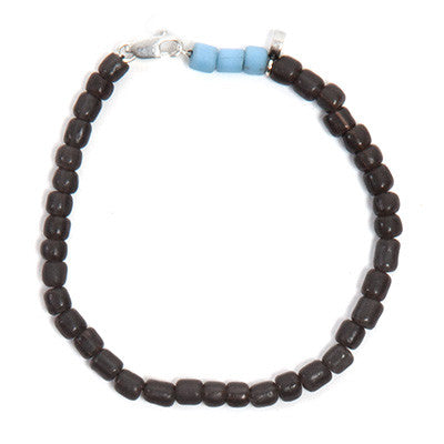 Brown and Aquamarine Bead Bracelet