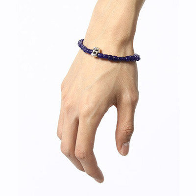 Blue Tibetan Mask Bead Bracelet