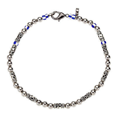 Blue/White Striped Bead Bracelet