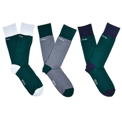 3 Pack Trilingual "Green" Dress Socks