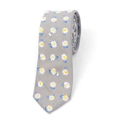 Flowers on Grey Tie