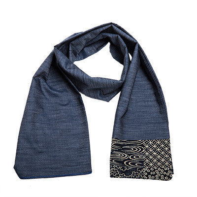 Japanese patterned Indigo lightweight scarf