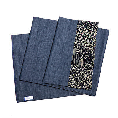 Japanese patterned Indigo lightweight scarf