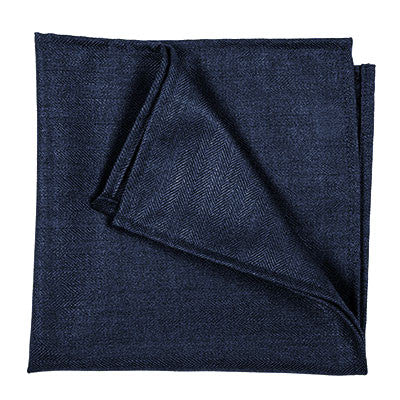 Navy Herringbone Pocket Square