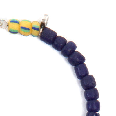 Navy and Yellow Striped Bead Bracelet