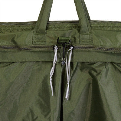 Green MIC Nomad Travel Bag with Grey Striped Zippers