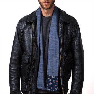 Japanese Owl Patterned Indigo Scarf